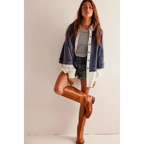 Free People We The Free Rebel Rebel Twofer Sweatshirt Top Cardigan L New 283288 - Picture 1 of 8